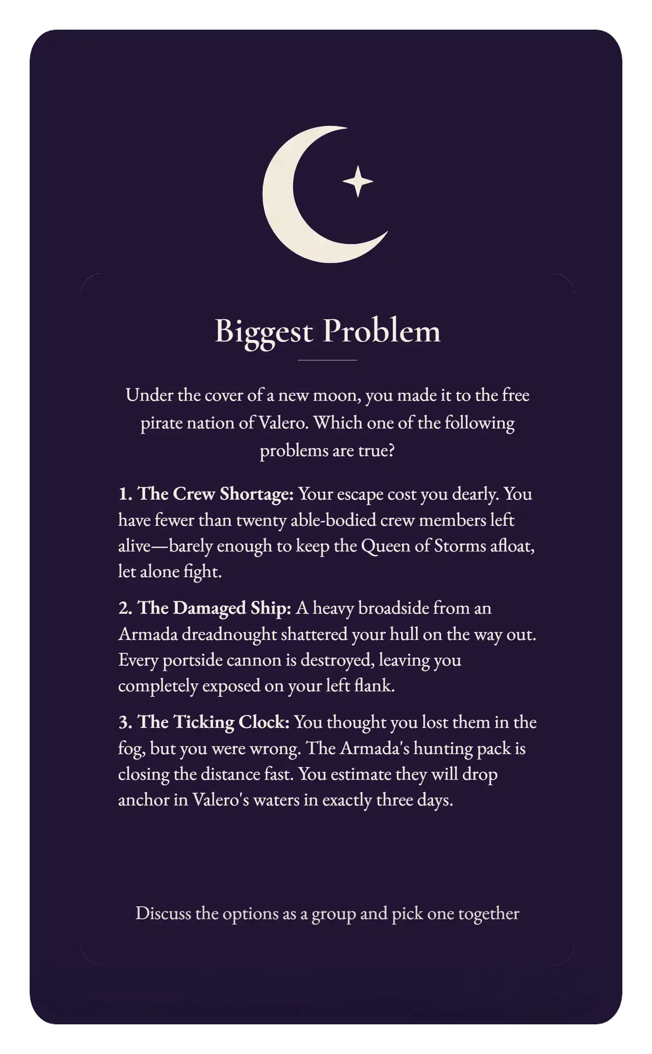 The Biggest Problem card