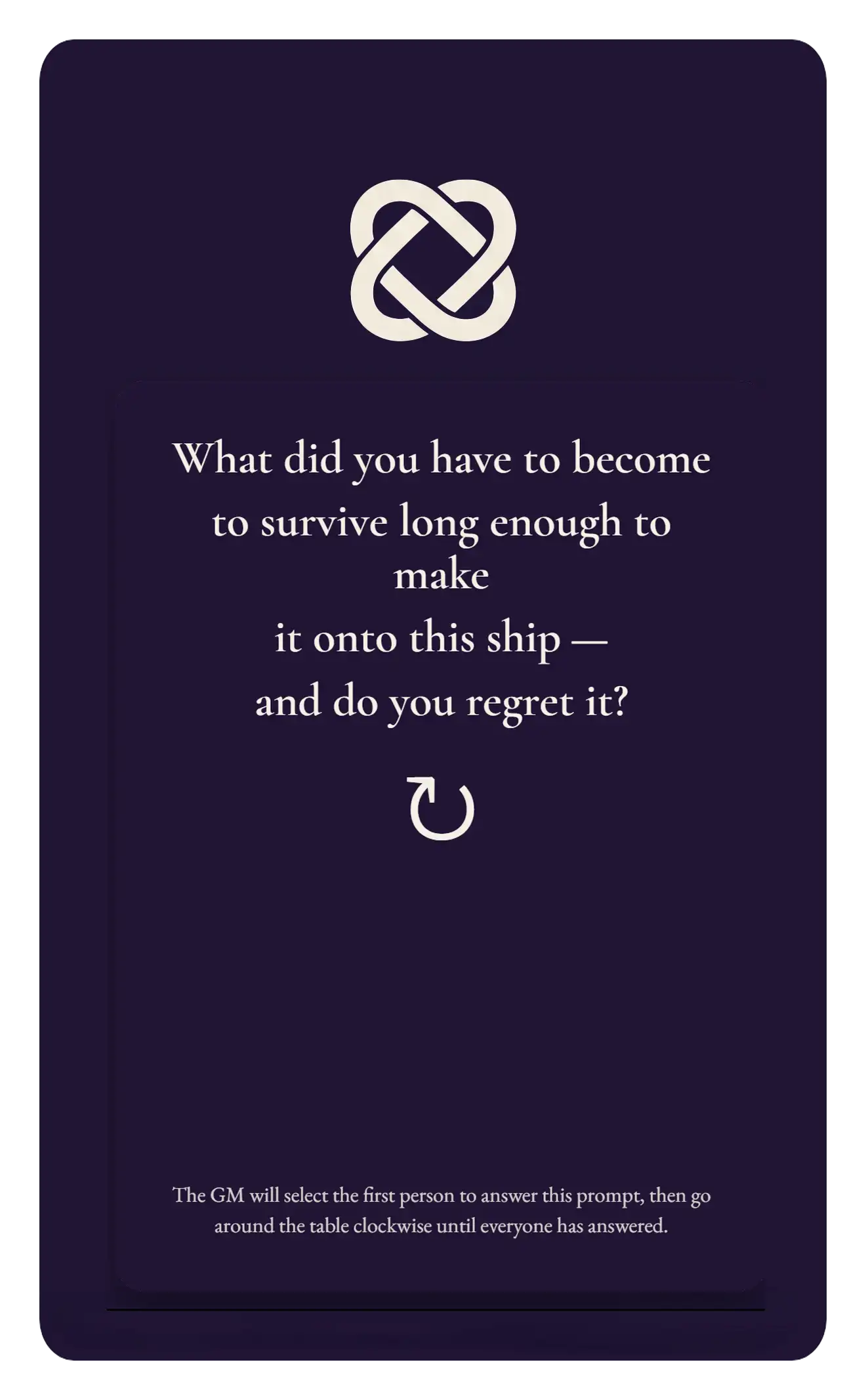 Regrets card