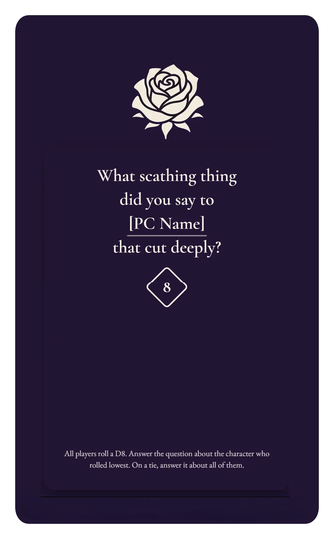 Scathing Words card