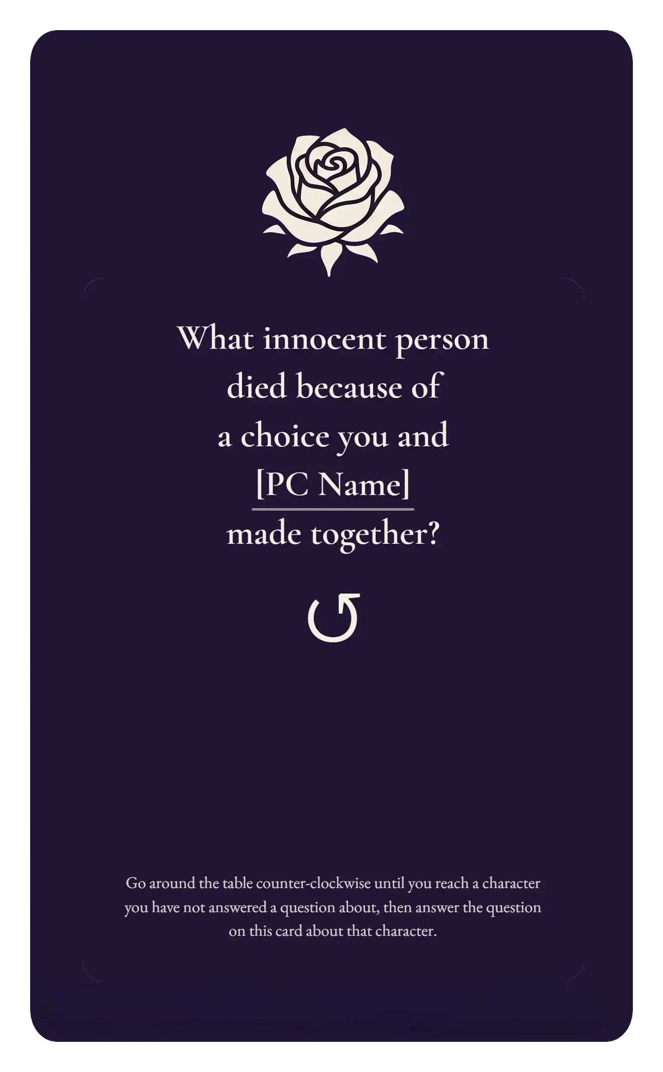 Innocent Death card