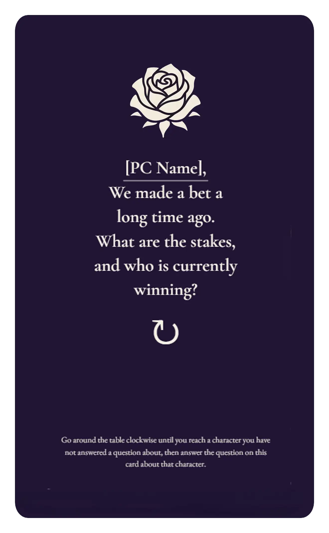 The Bet card