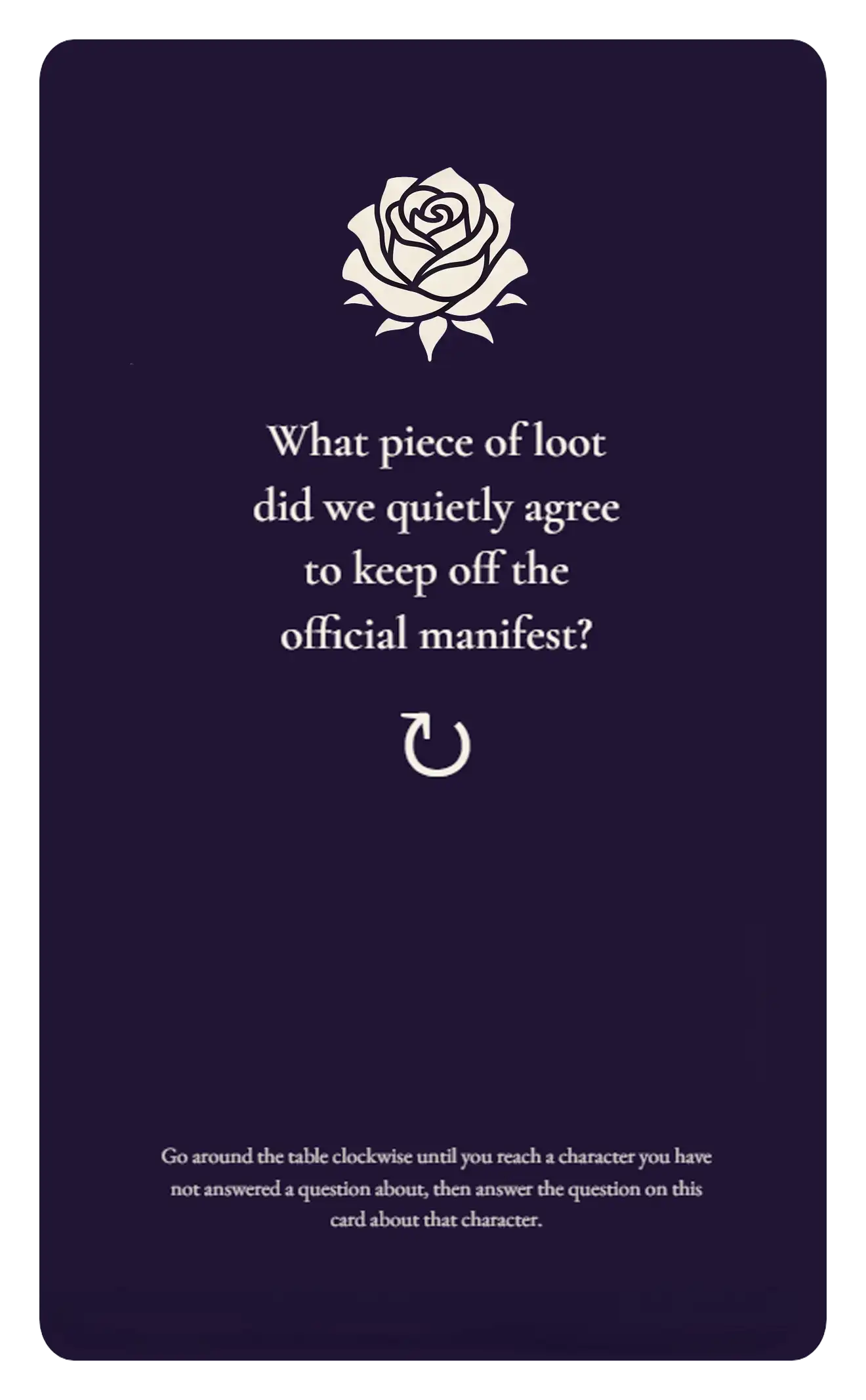 Off the Manifest card
