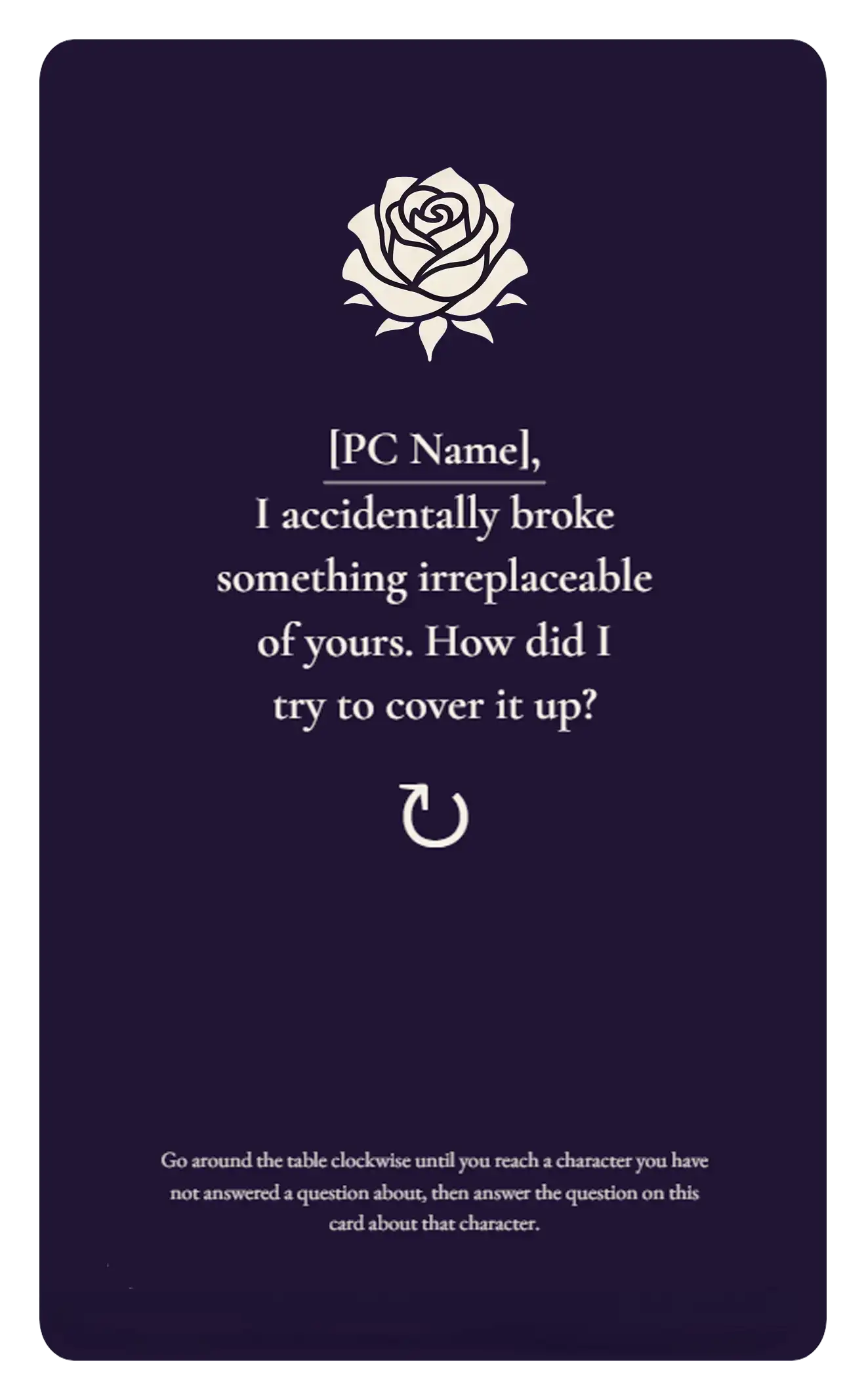 Cover up card