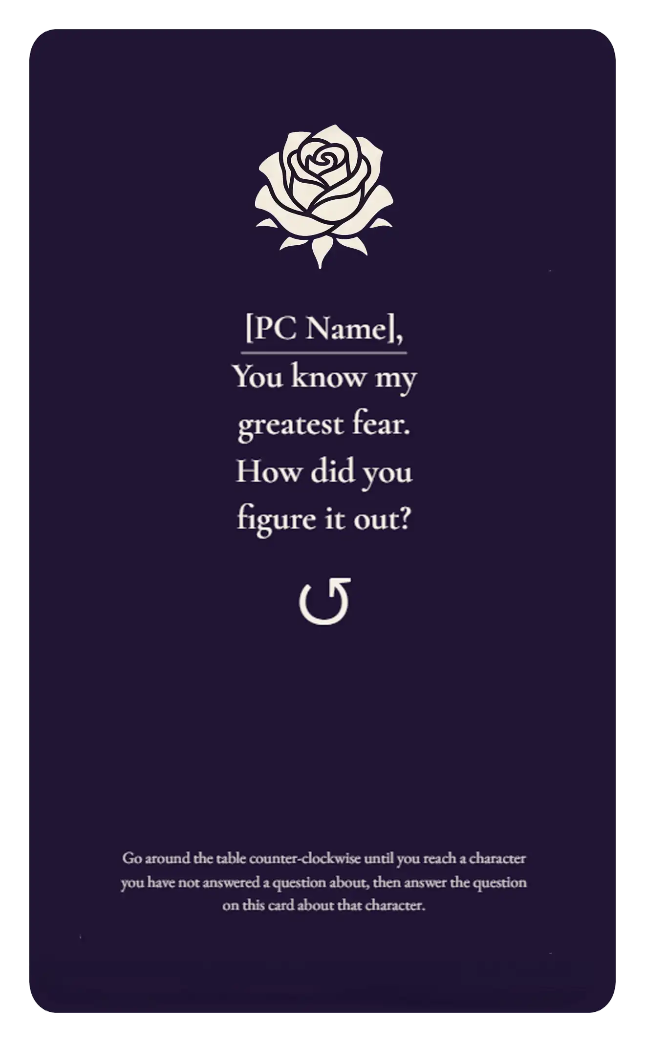Greatest Fear card
