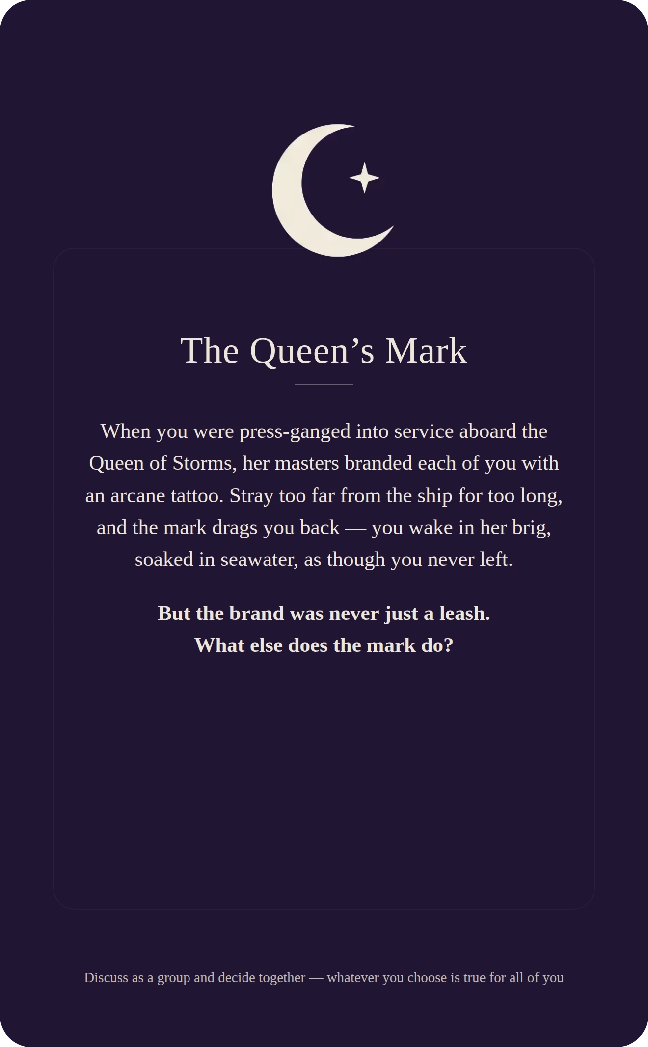 The Queen's Mark card